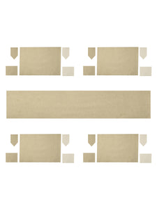 SWHF Chic Home Pure Beige Linen Reversible Table Linen Set: 4 Tablemats/Placemats, 1 Table Runner with 8 Large Dinner Napkins and 8 Small Cocktail Napkin