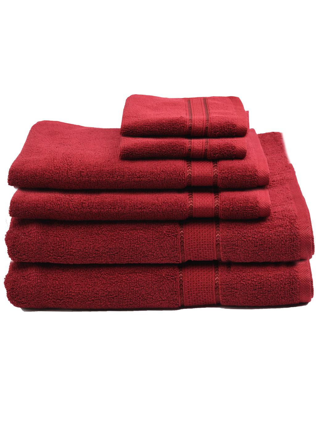SWHF Chic Home Casual Bath, Hand and Washcloth Terry Maroon Towel- Set of 6