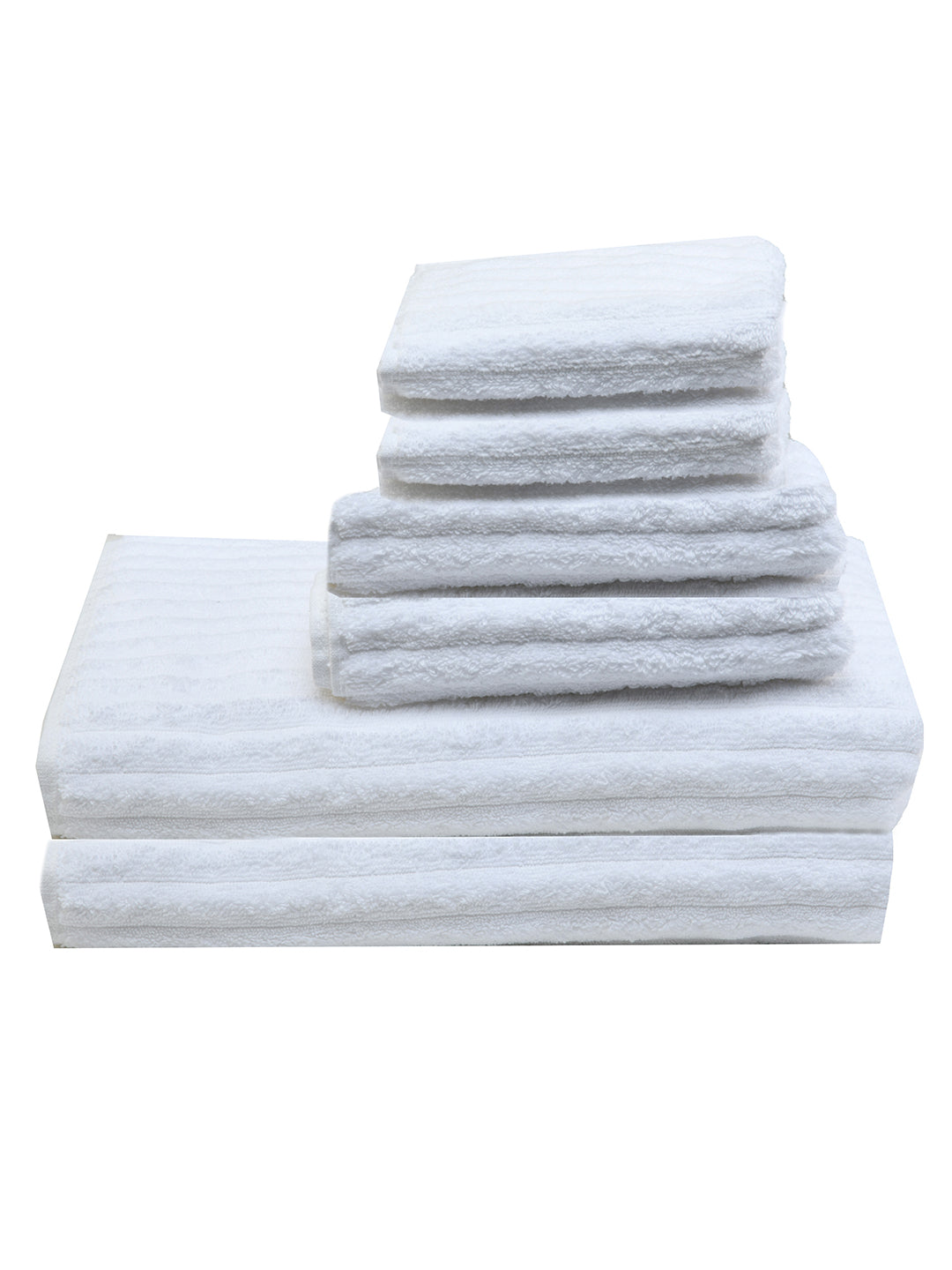 SWHF Chic Home Casual Bath, Hand and Washcloth Terry White Towel- Set of 6