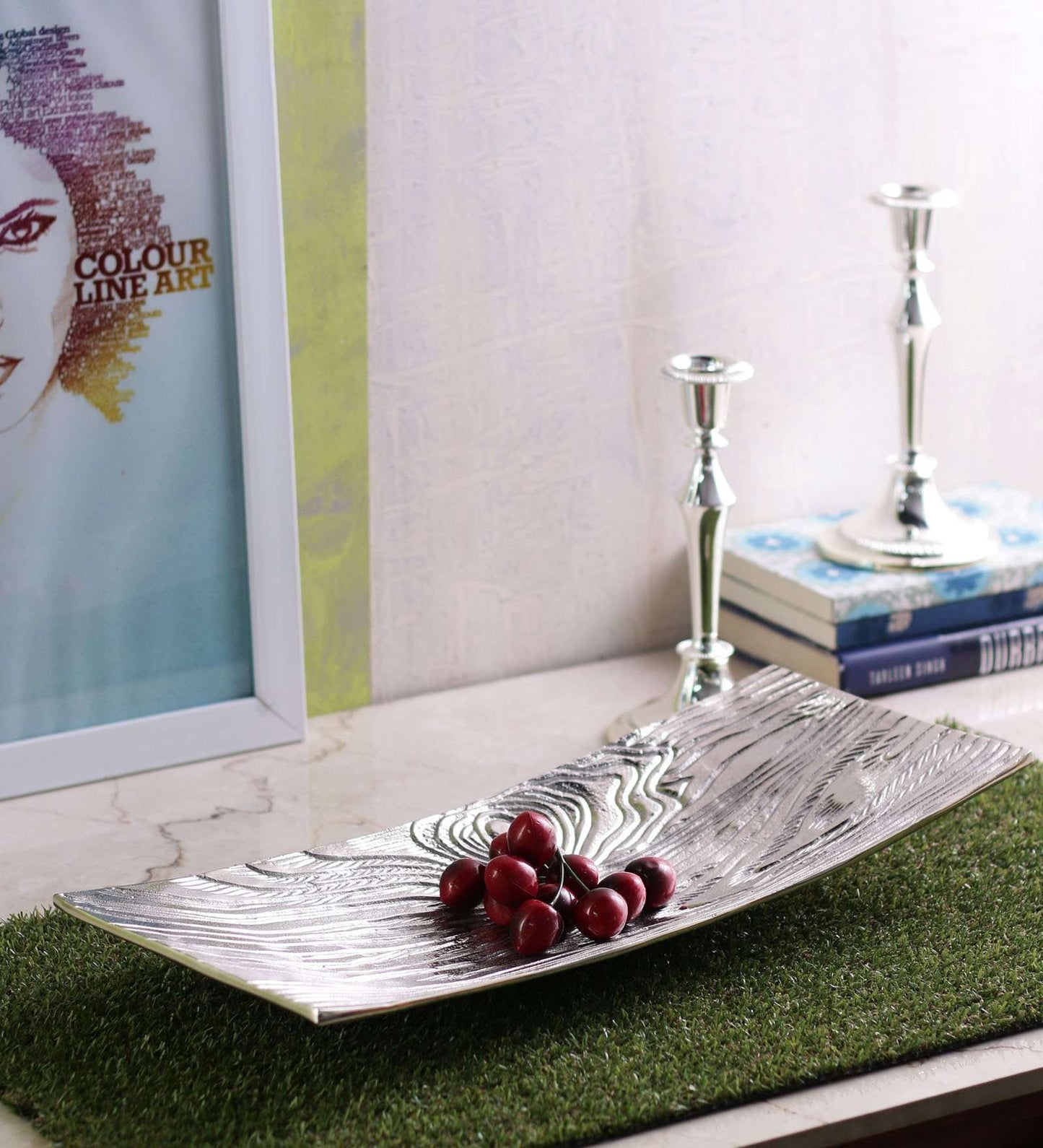SWHF Pure White Metal Serving and Decorative Tray - SWHF