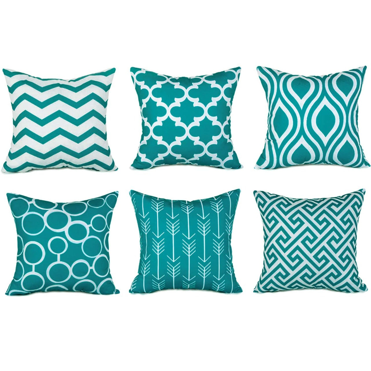SWHF Soft Decorative Printed Velvet Cushion Cover Set of 6 (16 inch x 16 inch or 40 cm x 40 cm): Lime Green