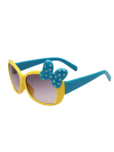 Stol'n Kids Yellow and Blue Bow Applique Rectangular Sunglasses - SWHF