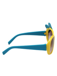 Stol'n Kids Yellow and Blue Bow Applique Rectangular Sunglasses - SWHF
