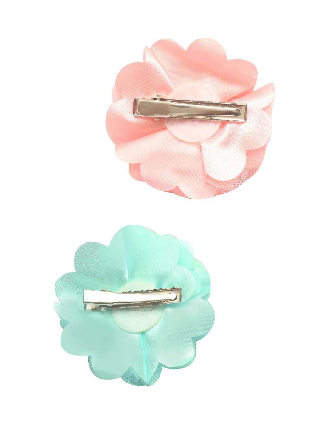 Stol'n Set of Teal Green and Peach Flower Clip :Teal Green and Peach - SWHF