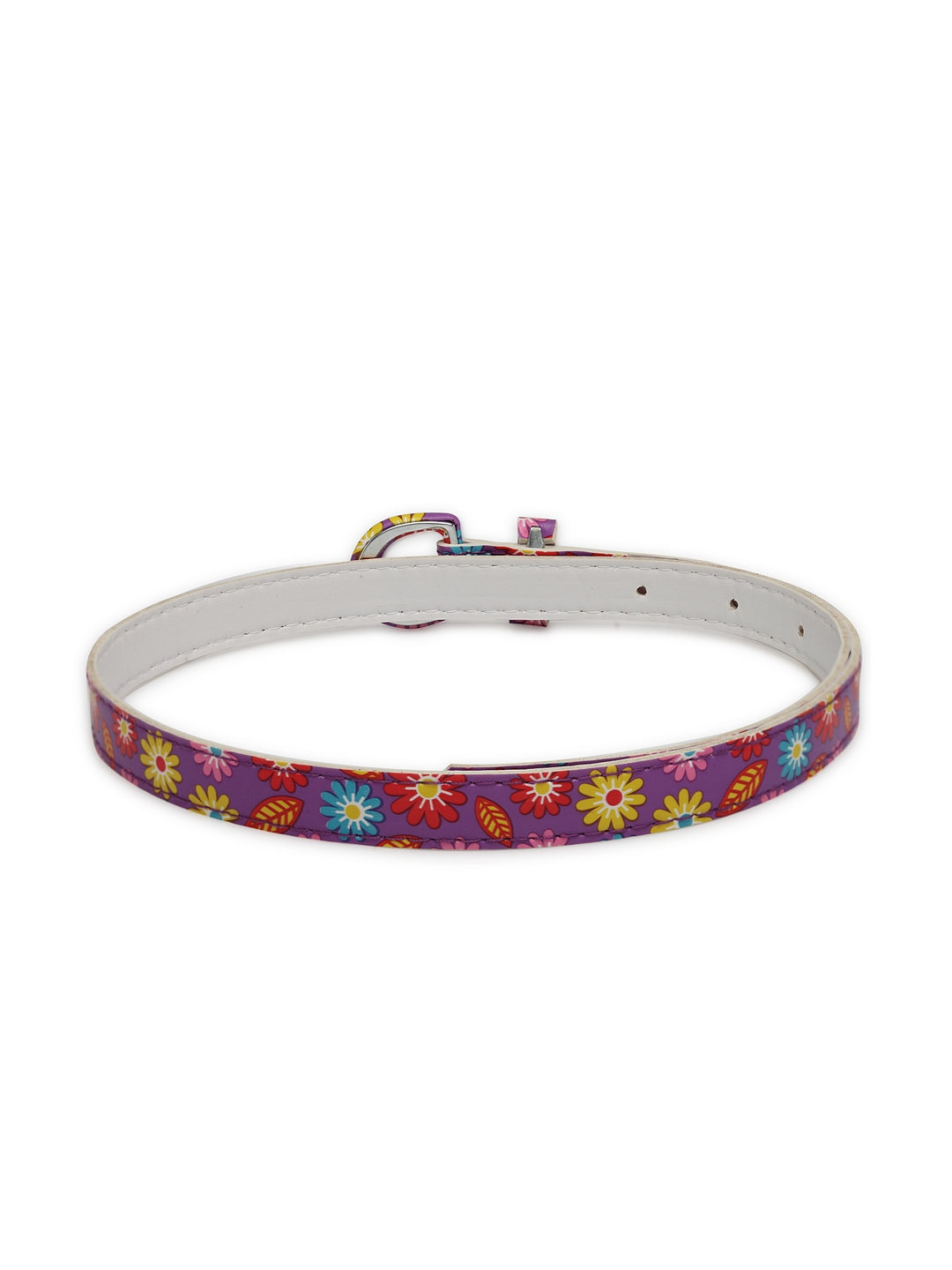 Stol'n Kids Floral Girls Belt with a Printed pin buckle (Formal/Casual) for Jeans/Shorts/Skirts (Suitable for 3 to 4 Years Old) (Size: 80 x 1.5 Cm) (Purple)