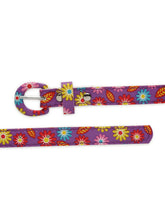 Load image into Gallery viewer, Stol&#39;n Kids Floral Girls Belt with a Printed pin buckle (Formal/Casual) for Jeans/Shorts/Skirts (Suitable for 3 to 4 Years Old) (Size: 80 x 1.5 Cm) (Purple)
