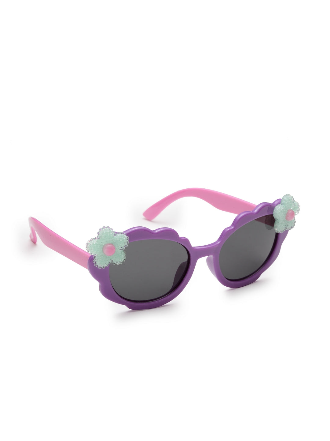 Stol'n Kids Yellow and Blue Bow Applique Rectangular Sunglasses Pink and Blue