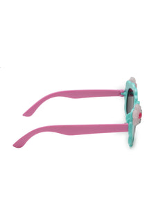 Stol'n Kids Yellow and Blue Bow Applique Rectangular Sunglasses:Yellow and Blue Blue