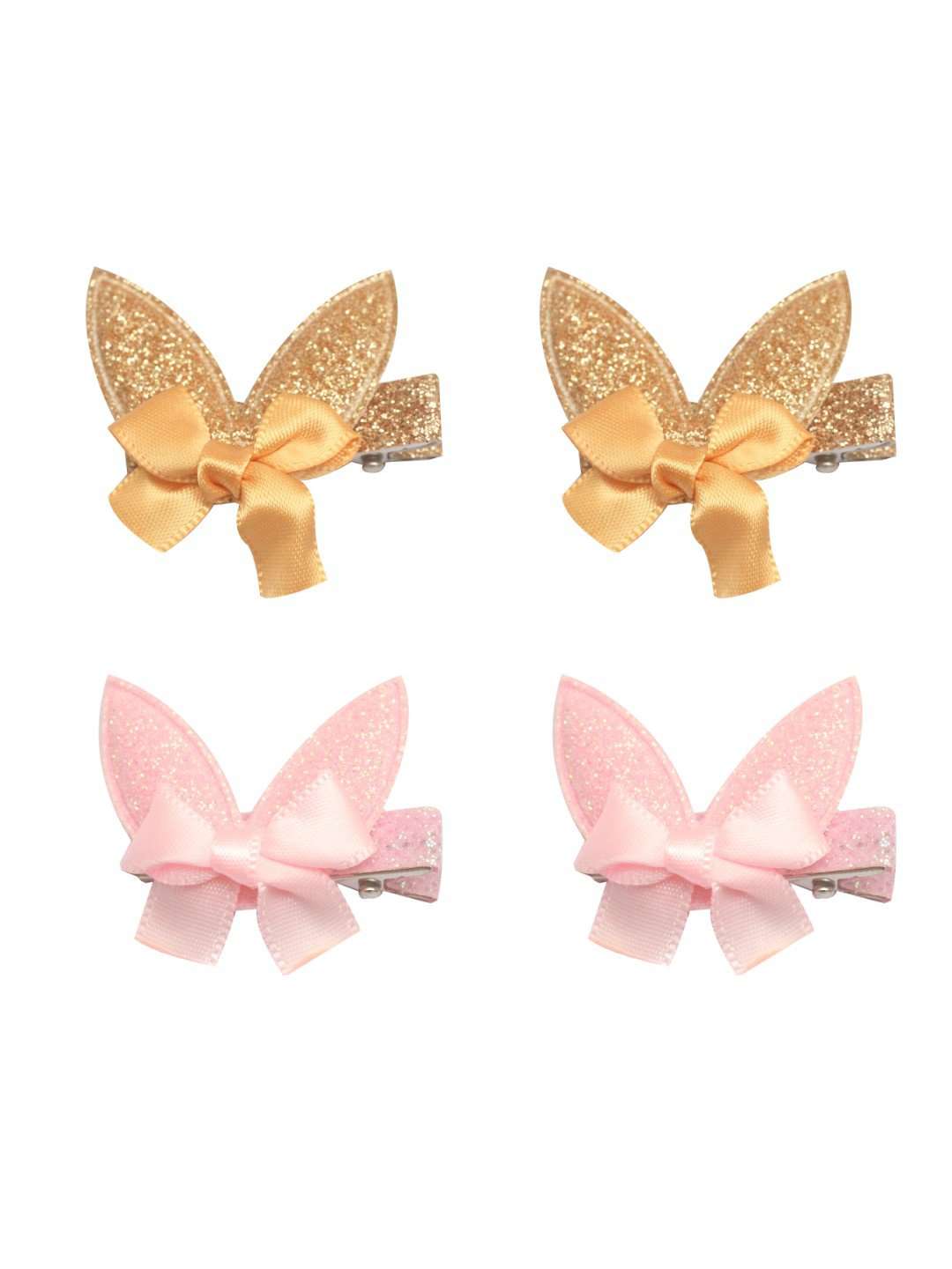 Stol'n Set of Gold and Light Pink Shiny Bunny Clip :Gold and Light Pink - SWHF