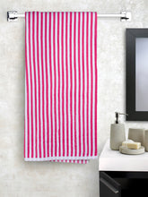 Load image into Gallery viewer, Turkish Bath Premium Cotton Cabana Shering Stripe Bath and Pool Towel : Pink - SWHF
