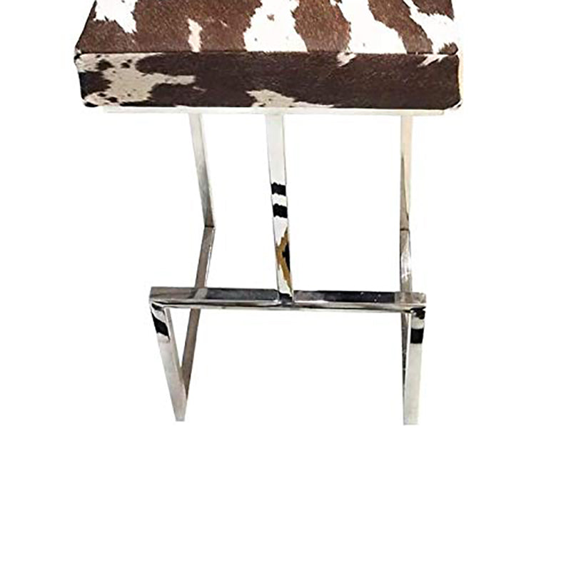 SWHF Hair on Leather Stool with Stainless Steel Legs : Brown