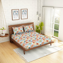 Load image into Gallery viewer, &lt;h4&gt;Spaces 104 TC Cotton Double Bed Sheet with 2 Pillow Covers (Multicolour)&lt;/h4&gt;
