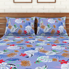 Load image into Gallery viewer, &lt;h4&gt;Spaces 104 TC Cotton Double Bed Sheet with 2 Pillow Covers (Blue)&lt;/h4&gt;
