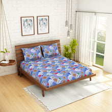 Load image into Gallery viewer, &lt;h4&gt;Spaces 104 TC Cotton Double Bed Sheet with 2 Pillow Covers (Blue)&lt;/h4&gt;
