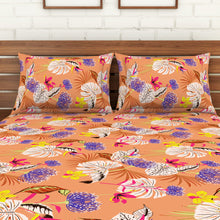 Load image into Gallery viewer, &lt;h4&gt;Spaces 104 TC Cotton Double Bed Sheet with 2 Pillow Covers (Orange)&lt;/h4&gt;
