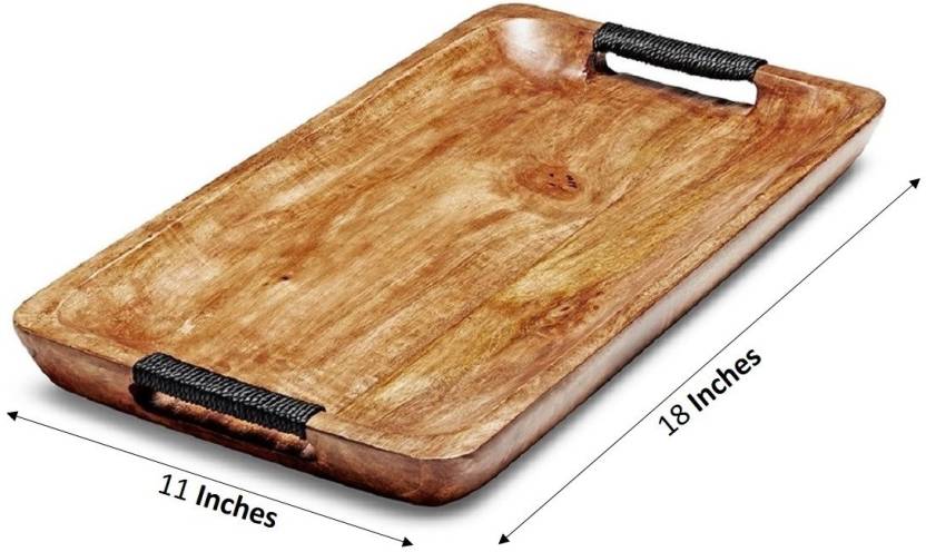 SWHF Pure Wood Rectangle Serving Platter (Brown), 18X 11 Inches - SWHF