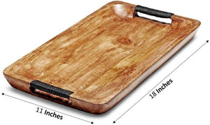 SWHF Pure Wood Rectangle Serving Platter (Brown), 18X 11 Inches - SWHF